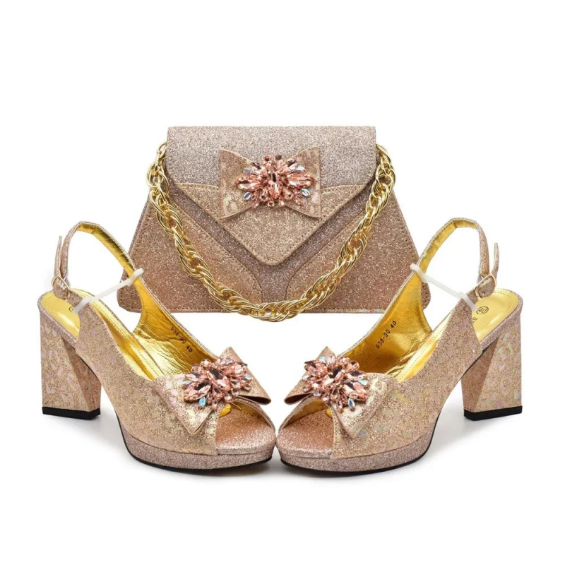 Women Formal Wear With Shoes - shoe and bag matching fabric with