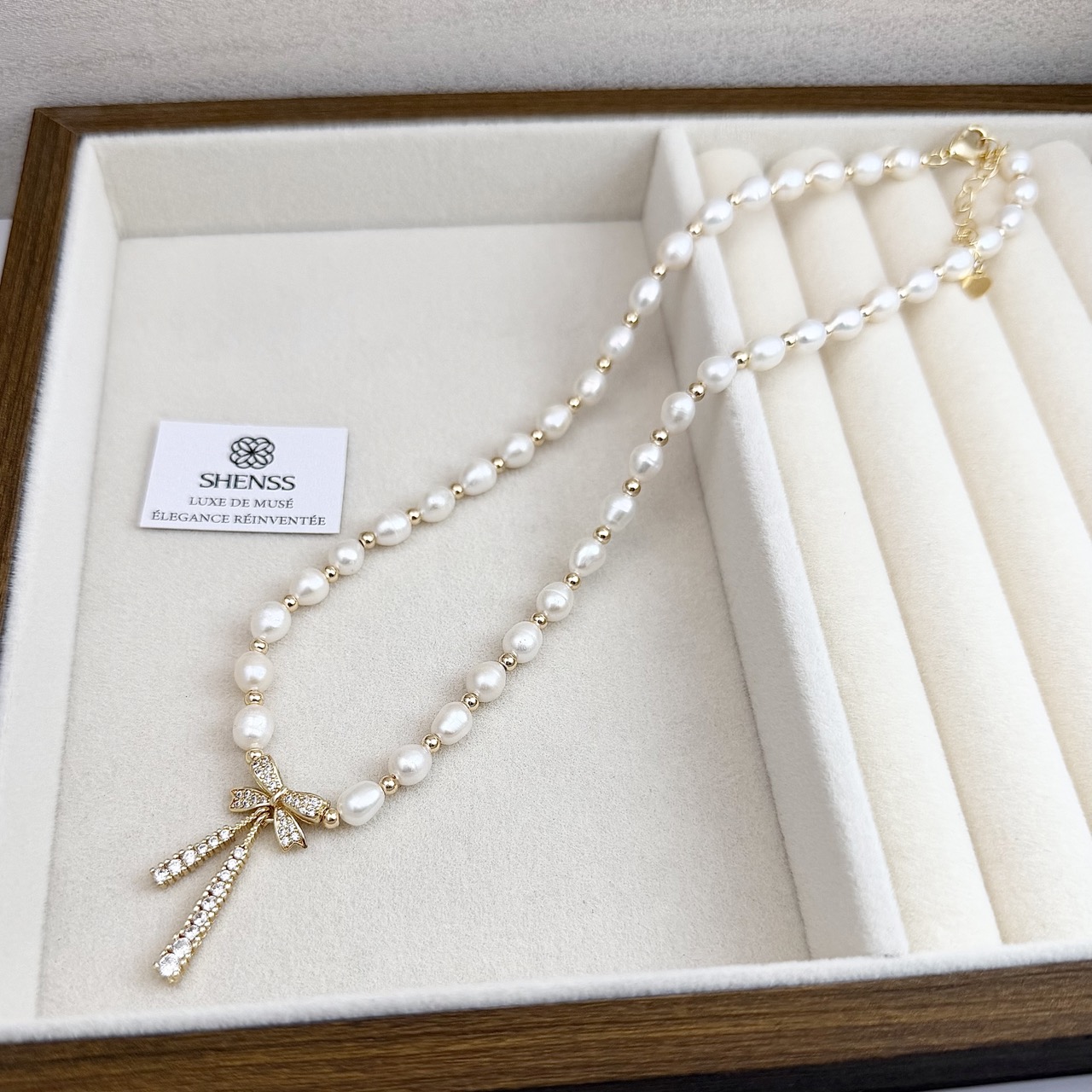 Natural Rice-Shaped Pearl Bowk - Pearl Necklace Set incelemesi ve fiyatı