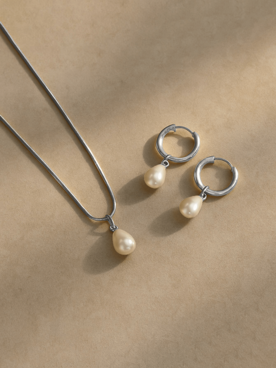 3pcs Stainless Steel Waterproo - Pearl Necklace Set incelemesi ve fiyatı