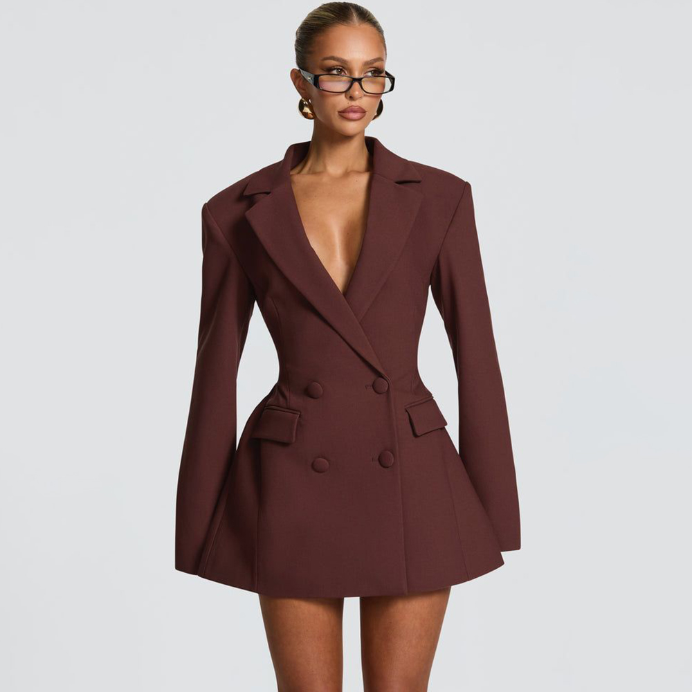 Elegant Women's Brown Flared B - Women Formal Wear With Blazer incelemesi ve fiyatı