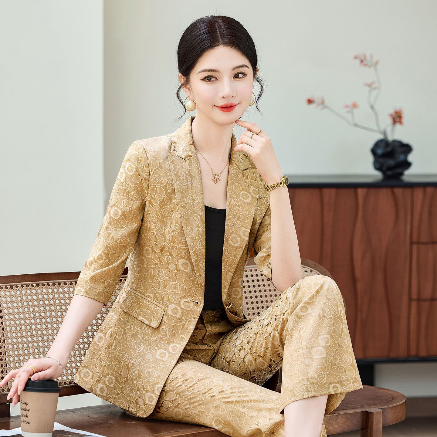 Fashion Apricot Half Sleeve Pr - Women Formal Wear With Blazer incelemesi ve fiyatı