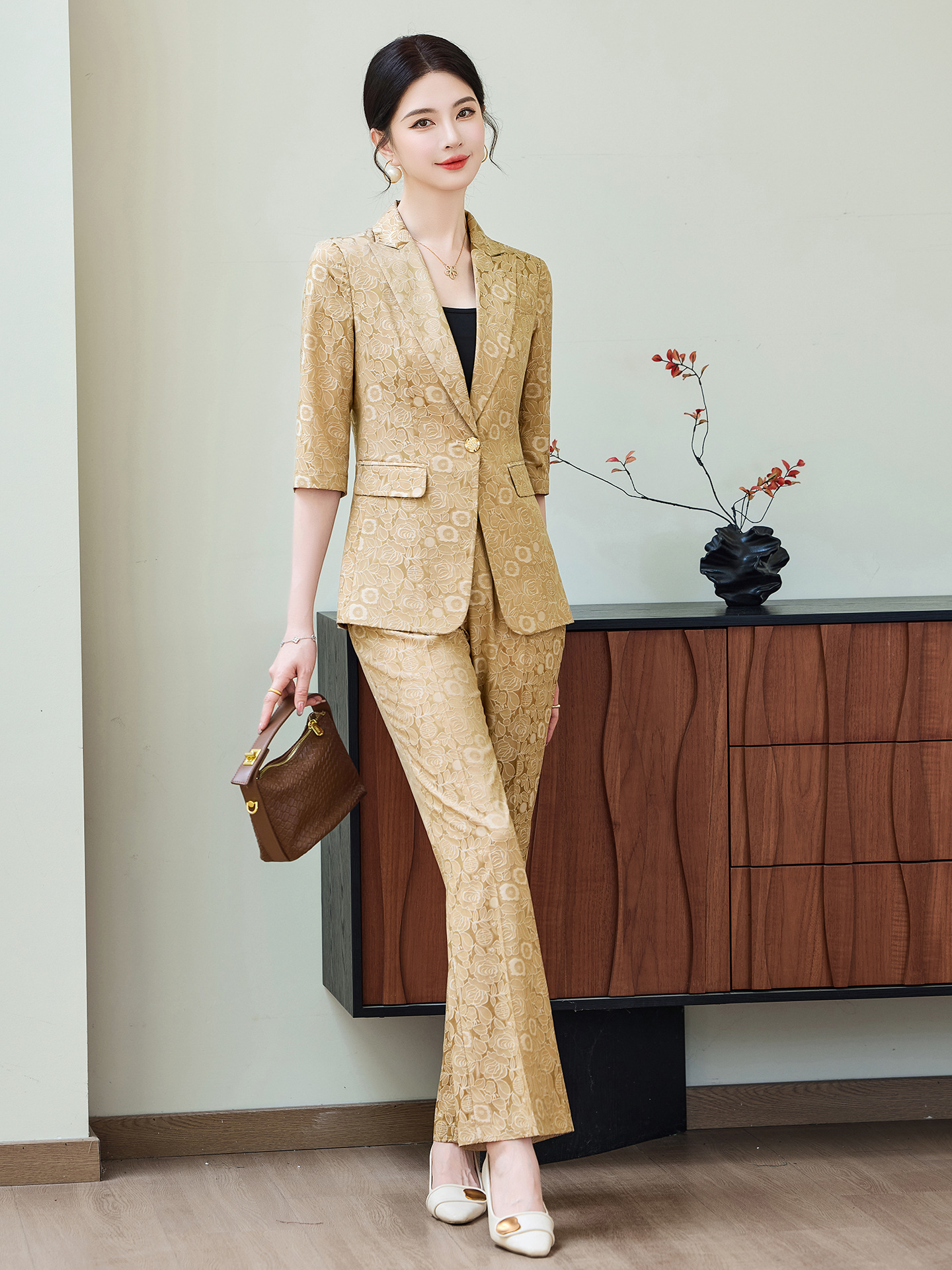 Fashion Apricot Half Sleeve Pr - Women Formal Wear With Blazer incelemesi ve fiyatı