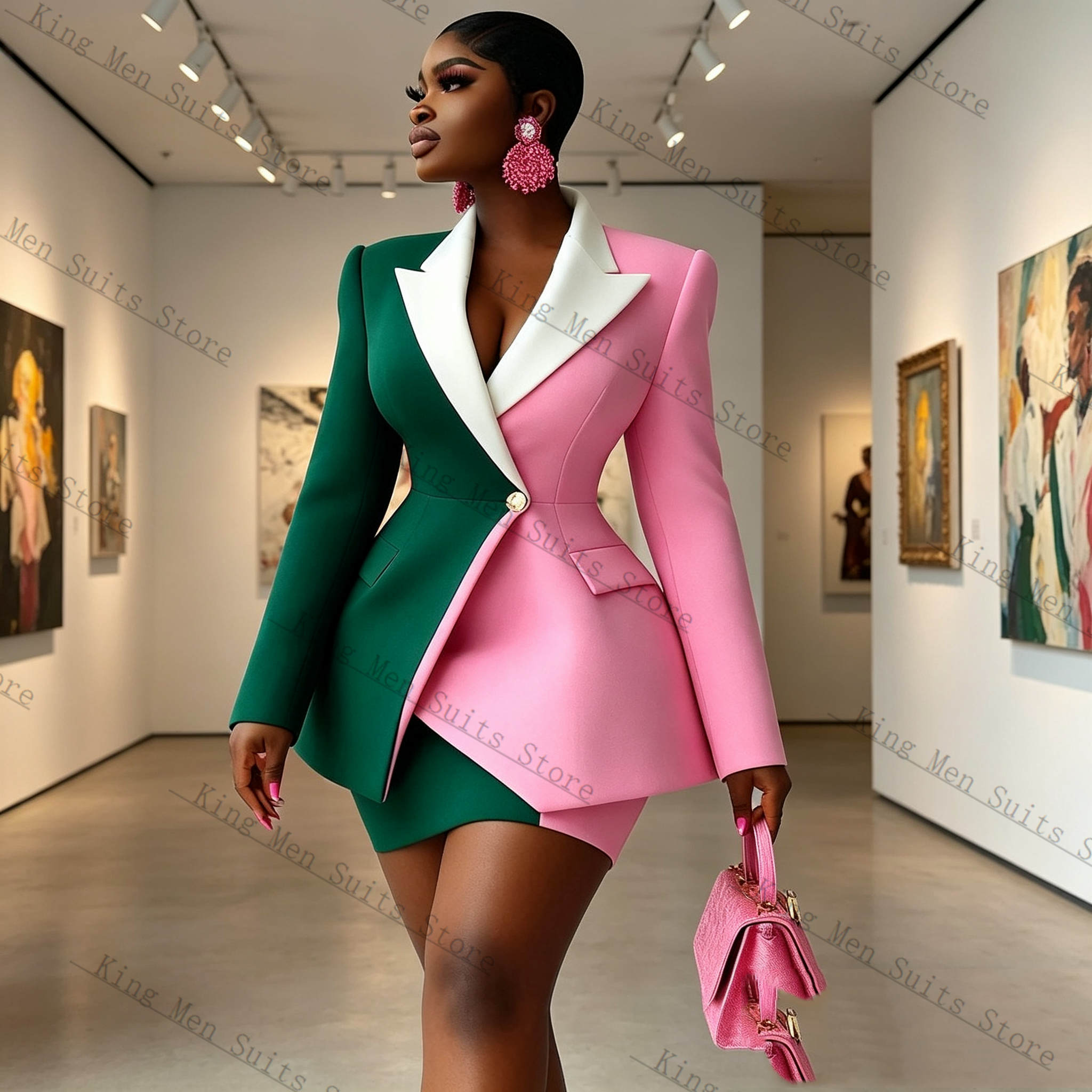 Pink Green Women Suit Skirt Se - Women'S Green Formal Wear incelemesi ve fiyatı