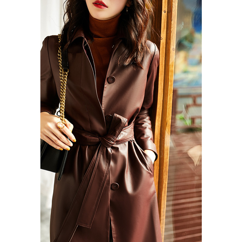 Women's Large Size Leather Coa - Trench Coat Formal incelemesi ve fiyatı