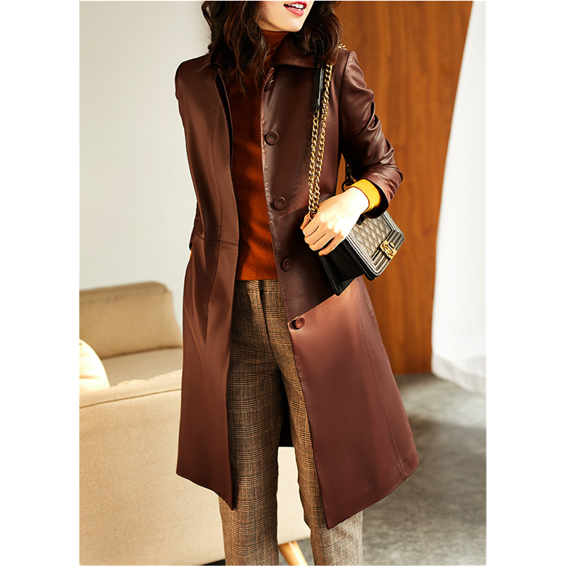 Women's Large Size Leather Coa - Trench Coat Formal incelemesi ve fiyatı