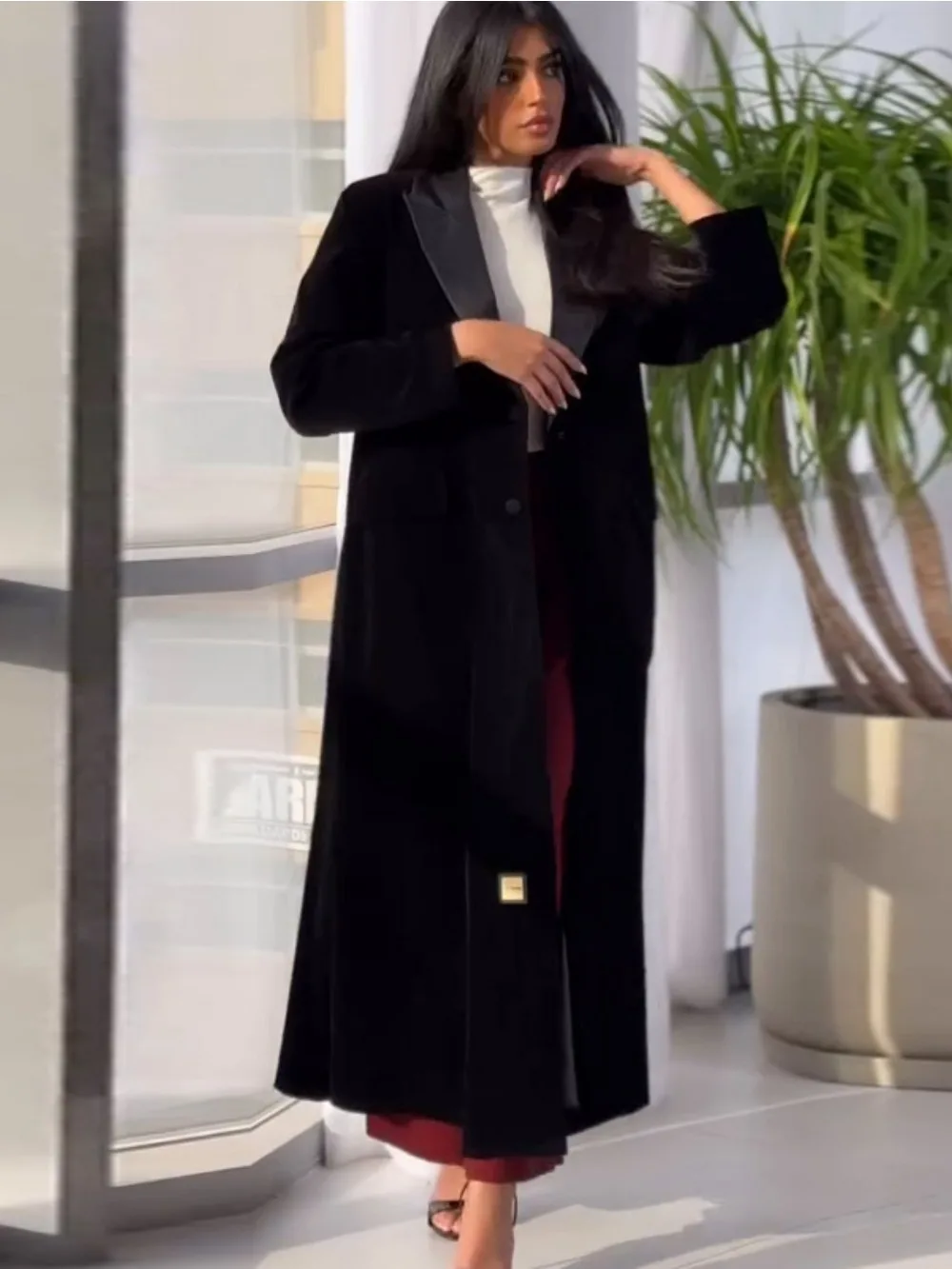 Muslim Women Abaya Eid Lapel T - Trench Coat Formal incelemesi ve fiyatı