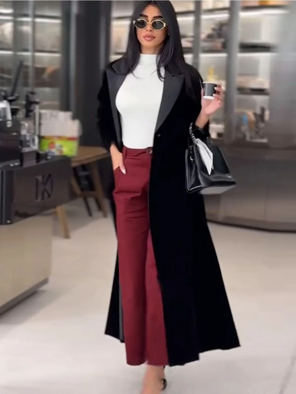 Muslim Women Abaya Eid Lapel T - Trench Coat Formal incelemesi ve fiyatı