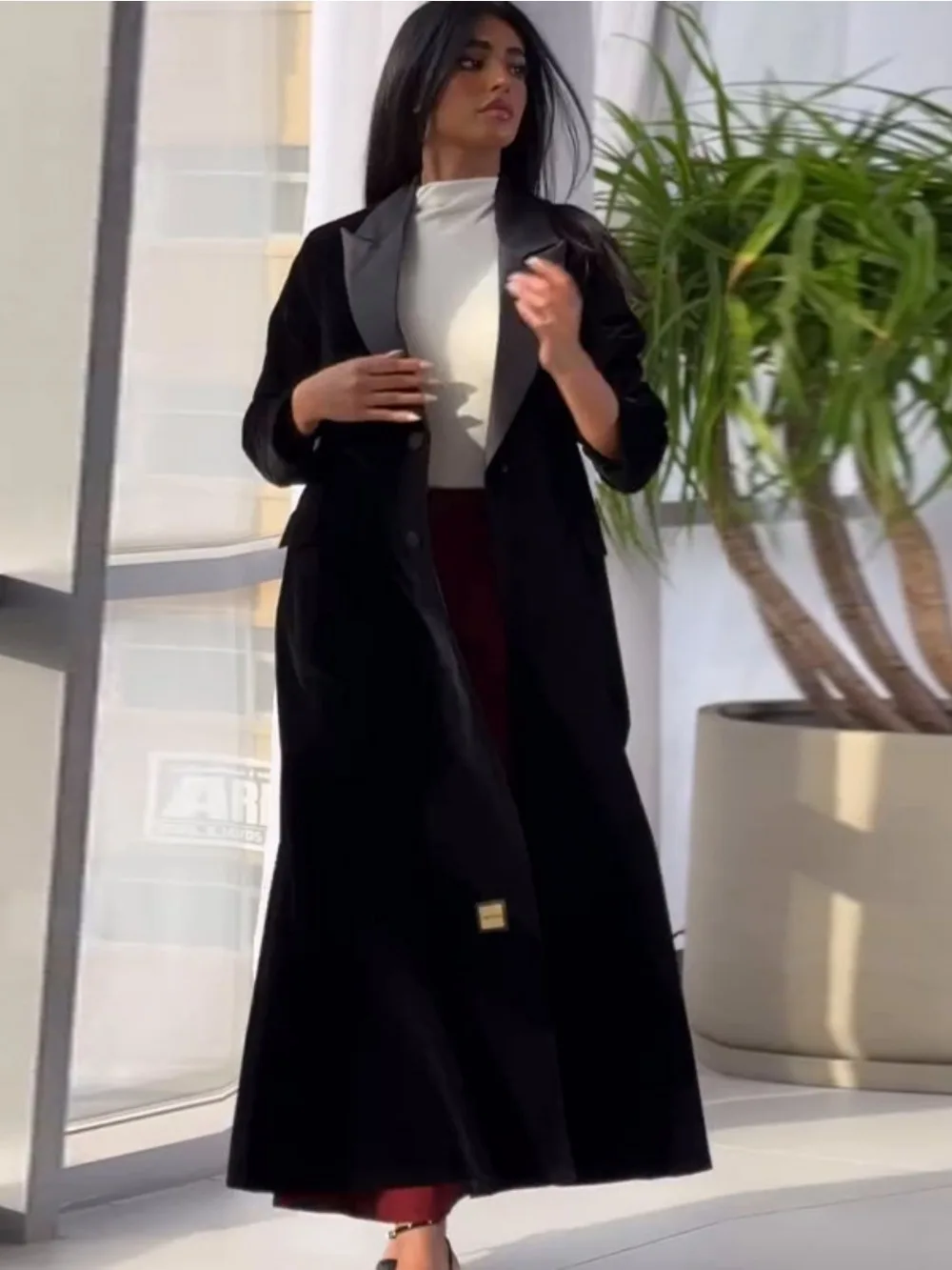 Muslim Women Abaya Eid Lapel T - Trench Coat Formal incelemesi ve fiyatı