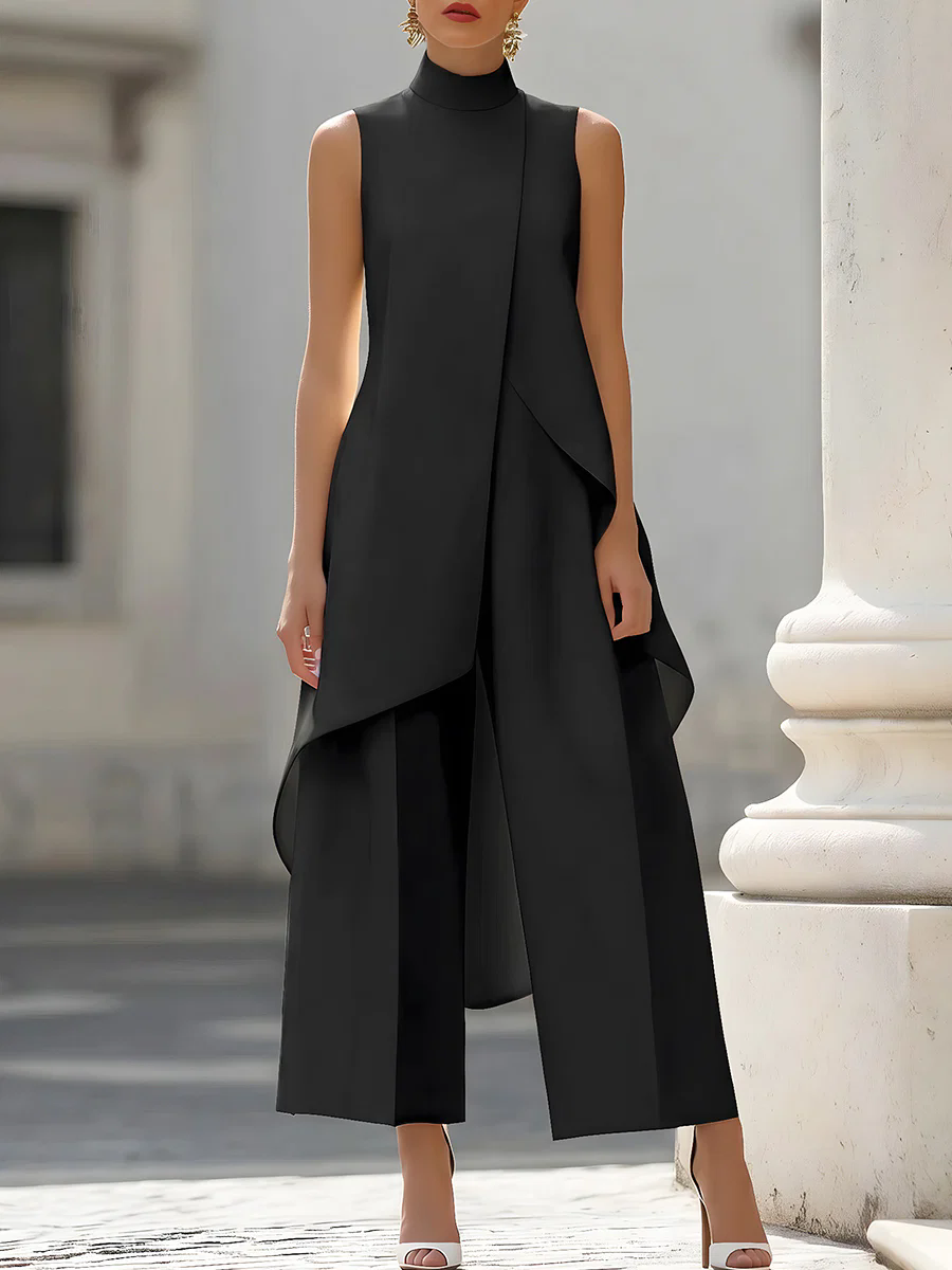 Sleeveless High Neck Asymmetri - Women Formal Wear Office incelemesi ve fiyatı