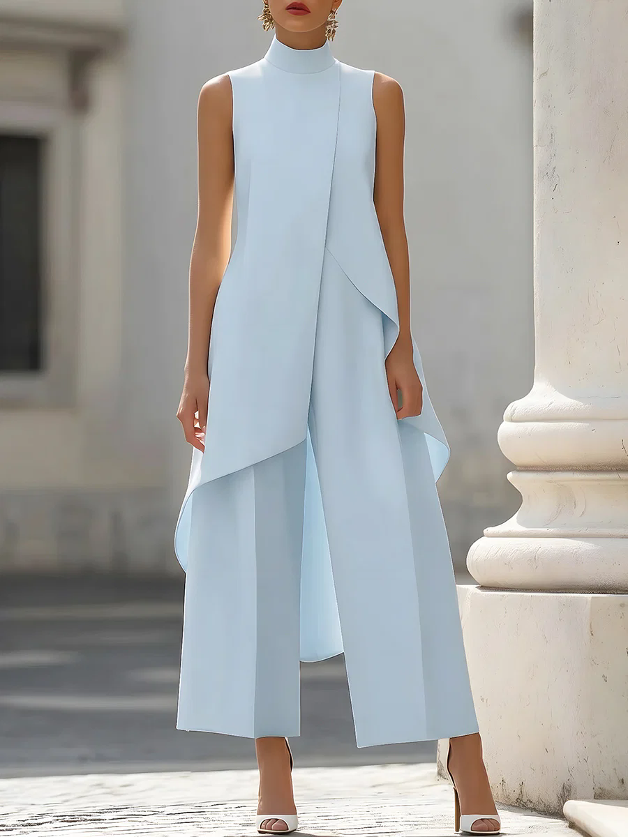 Sleeveless High Neck Asymmetri - Women Formal Wear Office incelemesi ve fiyatı