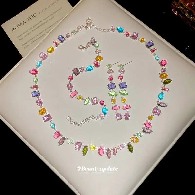 2026 Zircon Color Square Geome - Pearl Necklace Set incelemesi ve fiyatı