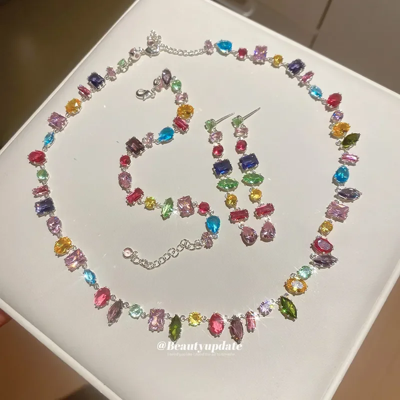 2026 Zircon Color Square Geome - Pearl Necklace Set incelemesi ve fiyatı