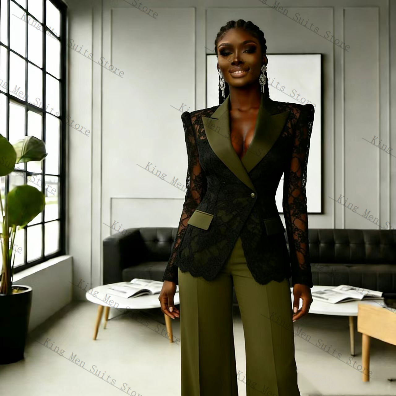 Green Black Lace Women Suit Se - Women'S Green Formal Wear incelemesi ve fiyatı