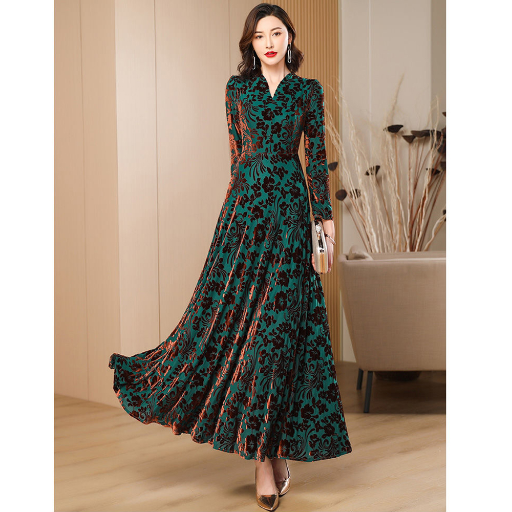 Spring Autumn New Gold Velvet  - Women'S Green Formal Wear incelemesi ve fiyatı