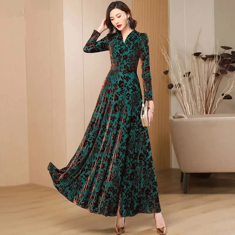 Spring Autumn New Gold Velvet  - Women'S Green Formal Wear incelemesi ve fiyatı