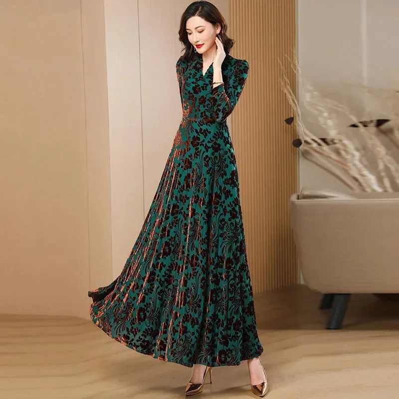 Spring Autumn New Gold Velvet  - Women'S Green Formal Wear incelemesi ve fiyatı