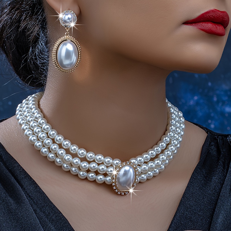 stylish Imitation Pearl neckla - Pearl Necklace Set incelemesi ve fiyatı