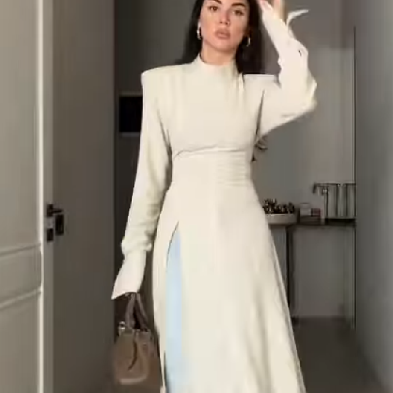 Women's Elegant High Neck Long - Women Formal Wear Office incelemesi ve fiyatı