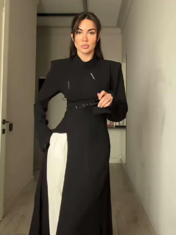 Women's Elegant High Neck Long - Women Formal Wear Office incelemesi ve fiyatı