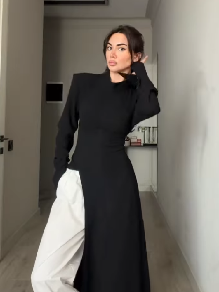Women's Elegant High Neck Long - Women Formal Wear Office incelemesi ve fiyatı