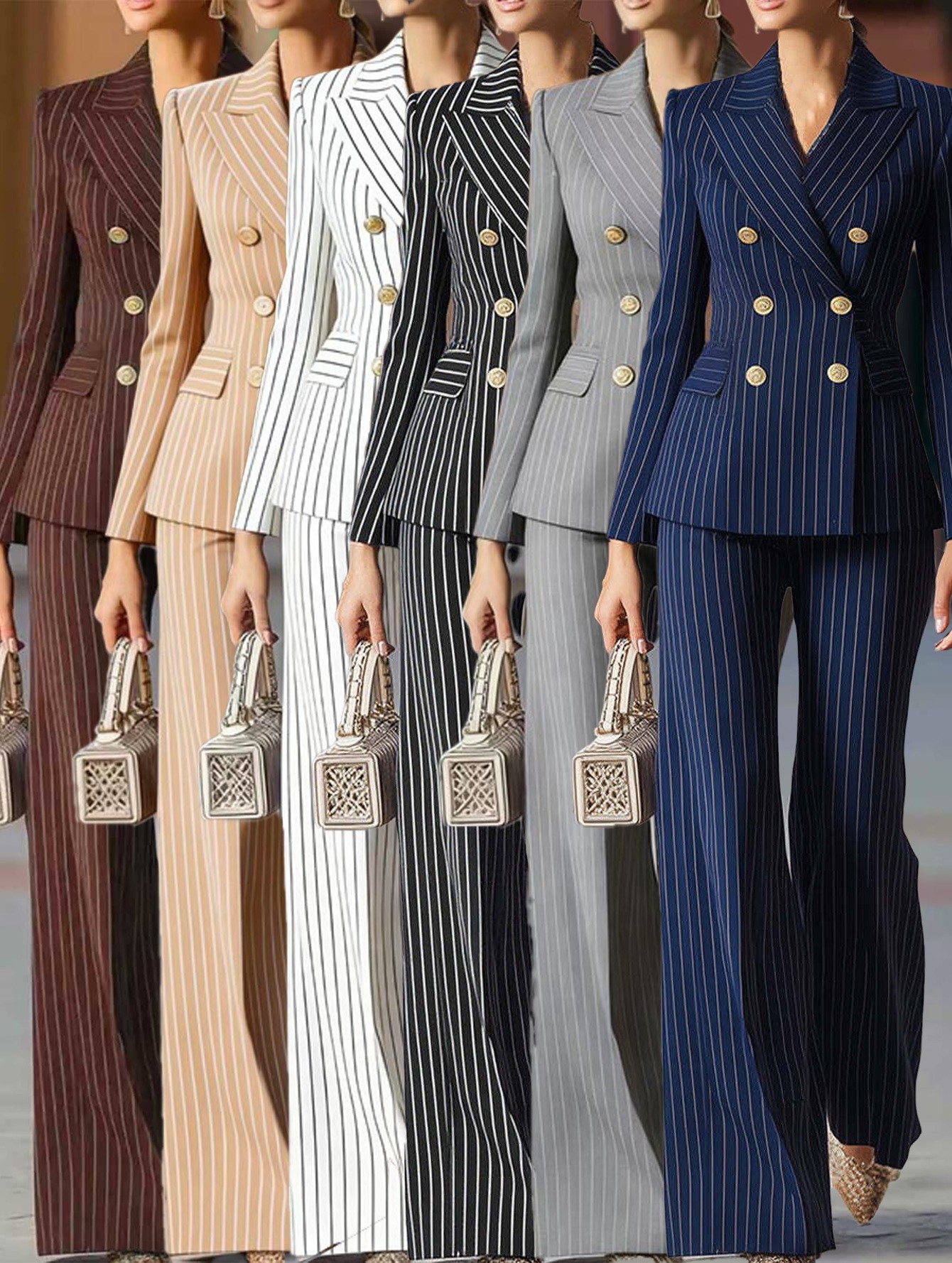 Elegant Women's Suit Set Navy  - Tailored Trouser Wide incelemesi ve fiyatı