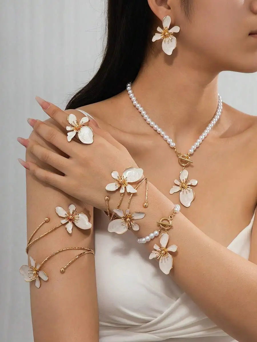 Floral Pearl Necklace Earring  - Pearl Necklace Set incelemesi ve fiyatı