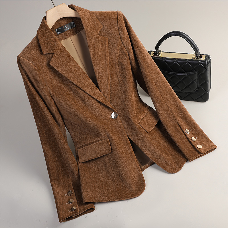 Yellow Gold Velvet Blazer Wome - Women Formal Wear Office incelemesi ve fiyatı