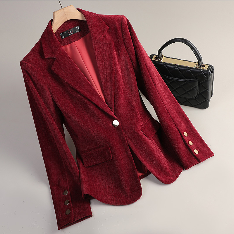 Yellow Gold Velvet Blazer Wome - Women Formal Wear Office incelemesi ve fiyatı