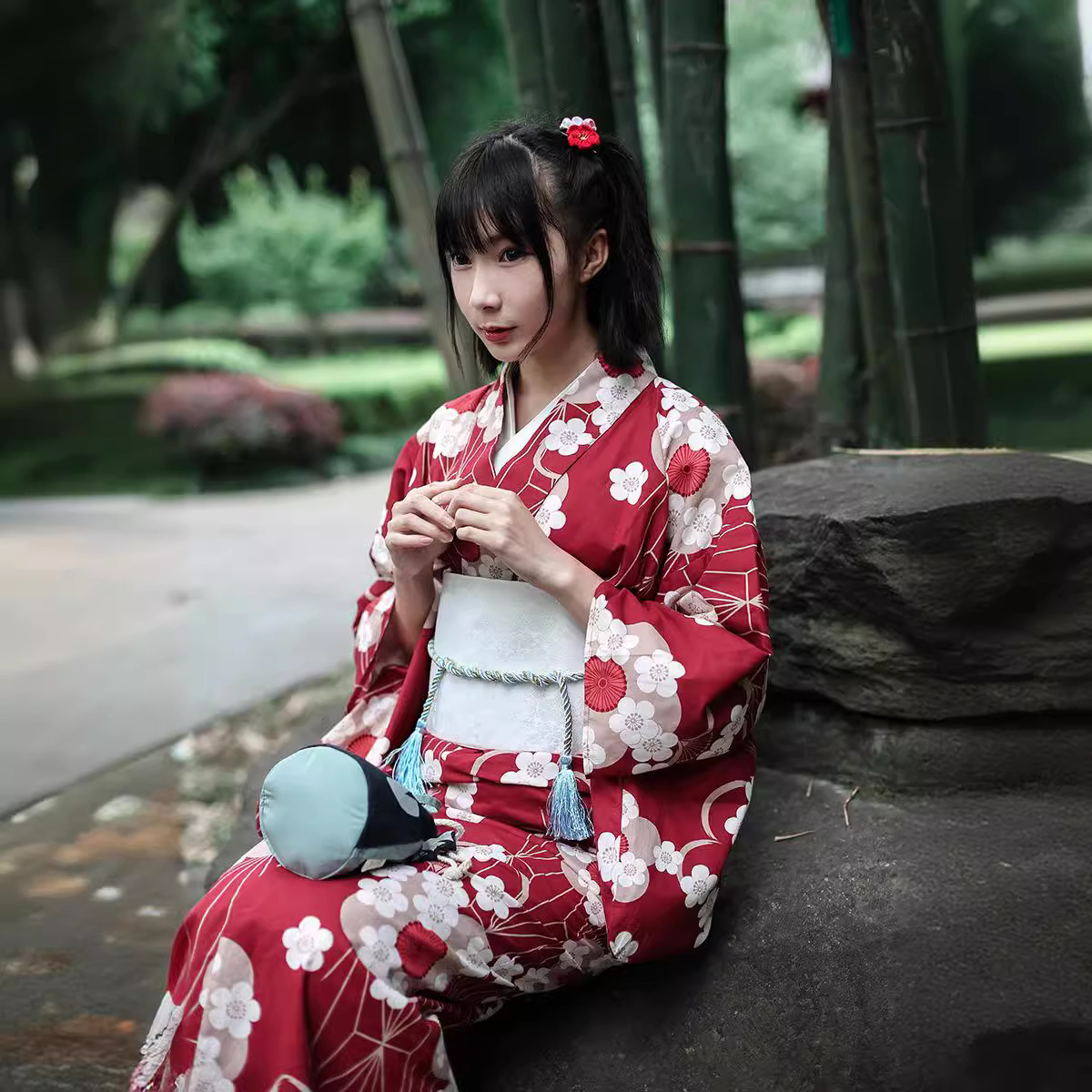 Red Japanese Yukata Kimono Fem - Women'S Formal Traditional Wear incelemesi ve fiyatı
