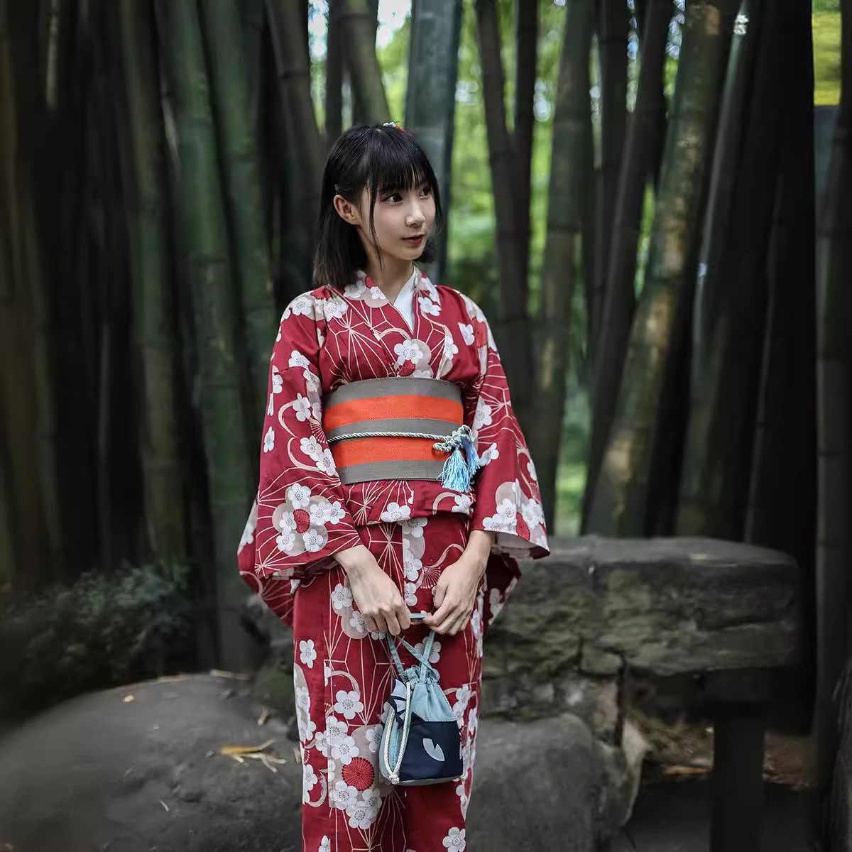 Red Japanese Yukata Kimono Fem - Women'S Formal Traditional Wear incelemesi ve fiyatı