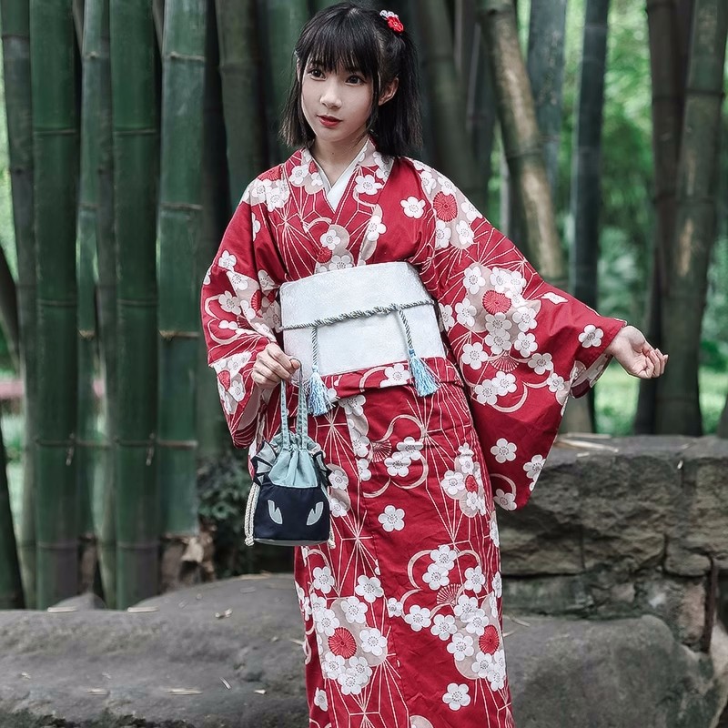 Red Japanese Yukata Kimono Fem - Women'S Formal Traditional Wear incelemesi ve fiyatı