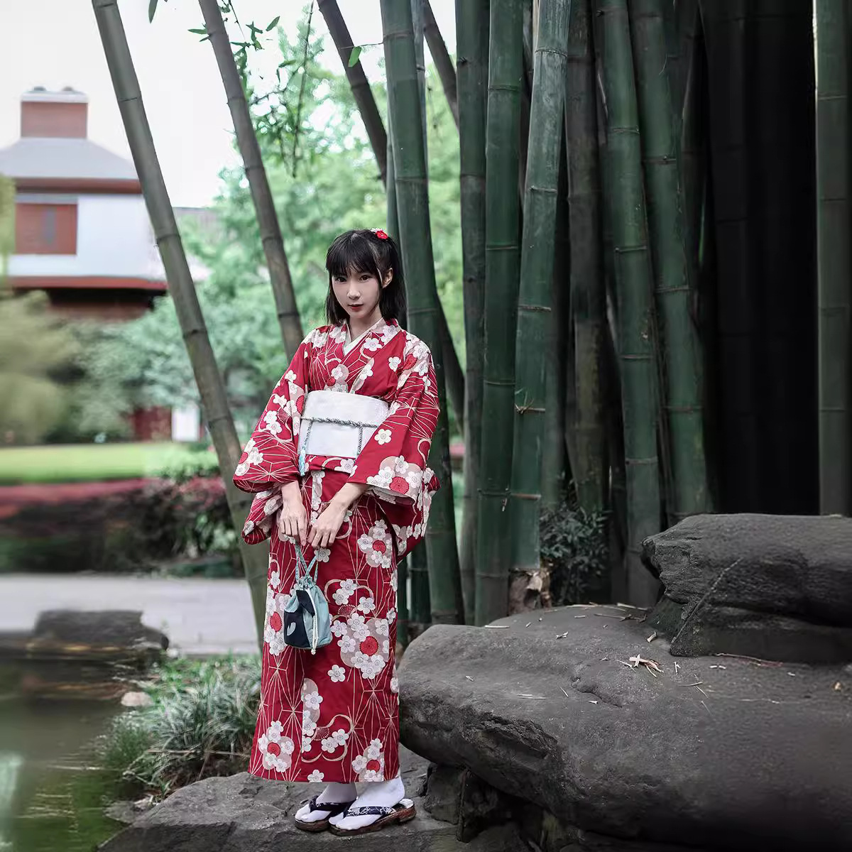Red Japanese Yukata Kimono Fem - Women'S Formal Traditional Wear incelemesi ve fiyatı