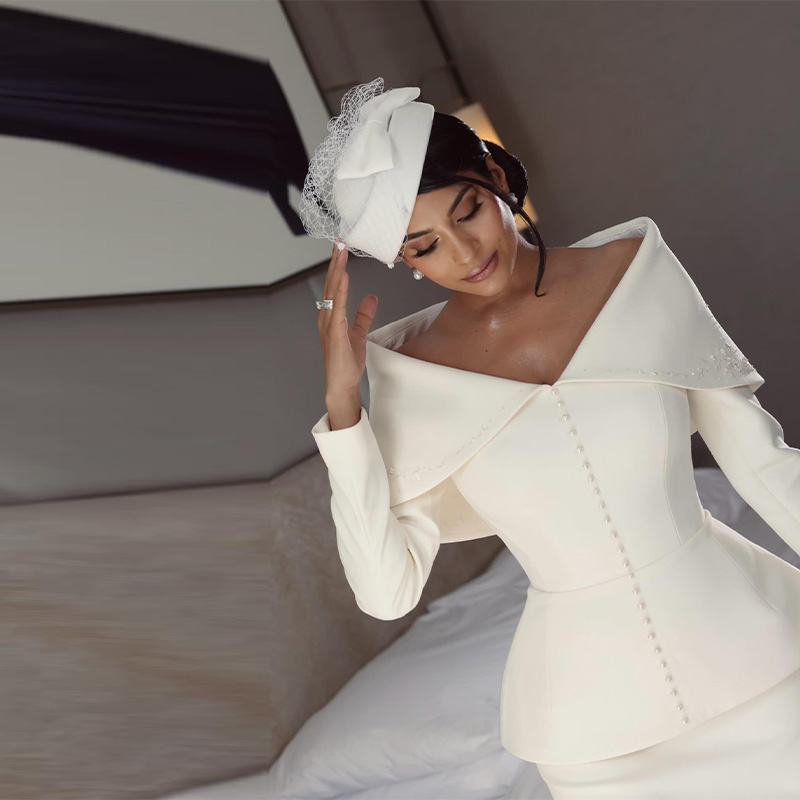 Elegant French White Peplum Tw - Women Formal Wear Office incelemesi ve fiyatı