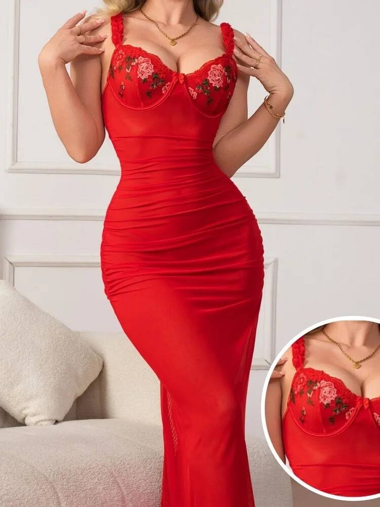 Red Ruched Dress With Strap Bo - Women Formal Wear H&M incelemesi ve fiyatı