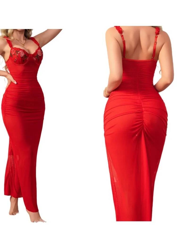 Red Ruched Dress With Strap Bo - Women Formal Wear H&M incelemesi ve fiyatı