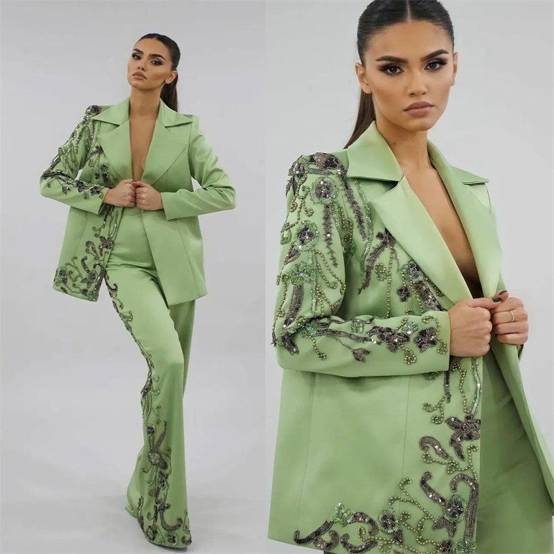 Designer Green Satin Women Sui - Women'S Green Formal Wear incelemesi ve fiyatı