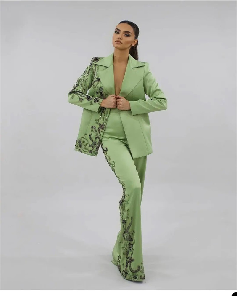 Designer Green Satin Women Sui - Women'S Green Formal Wear incelemesi ve fiyatı