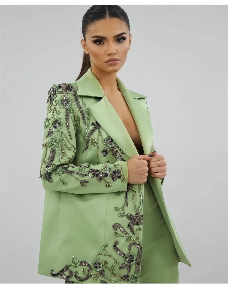 Designer Green Satin Women Sui - Women'S Green Formal Wear incelemesi ve fiyatı
