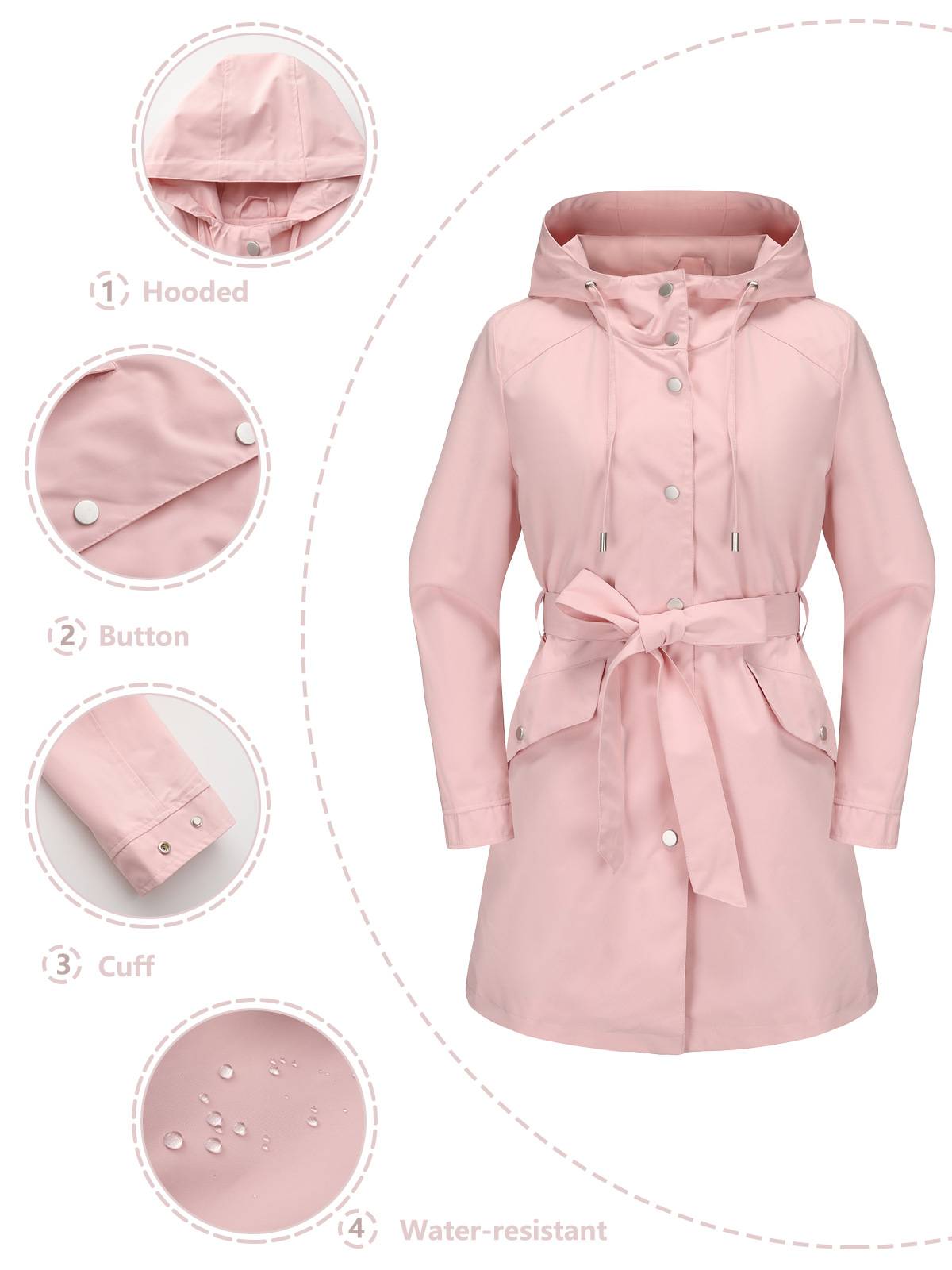 Spring Autumn New Hooded Water - Trench Coat Formal incelemesi ve fiyatı