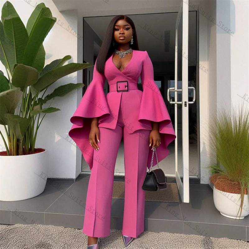 Pink Women Suits Set 2 Piece B - Women'S Formal Wear Pants Suit incelemesi ve fiyatı