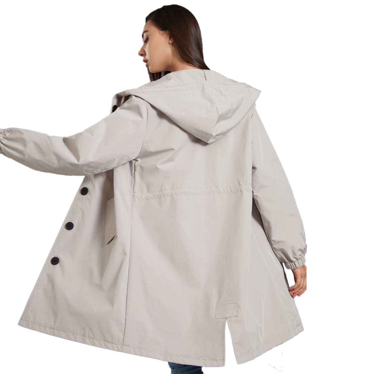 Hooded Women Windbreaker Long  - Trench Coat Formal incelemesi ve fiyatı