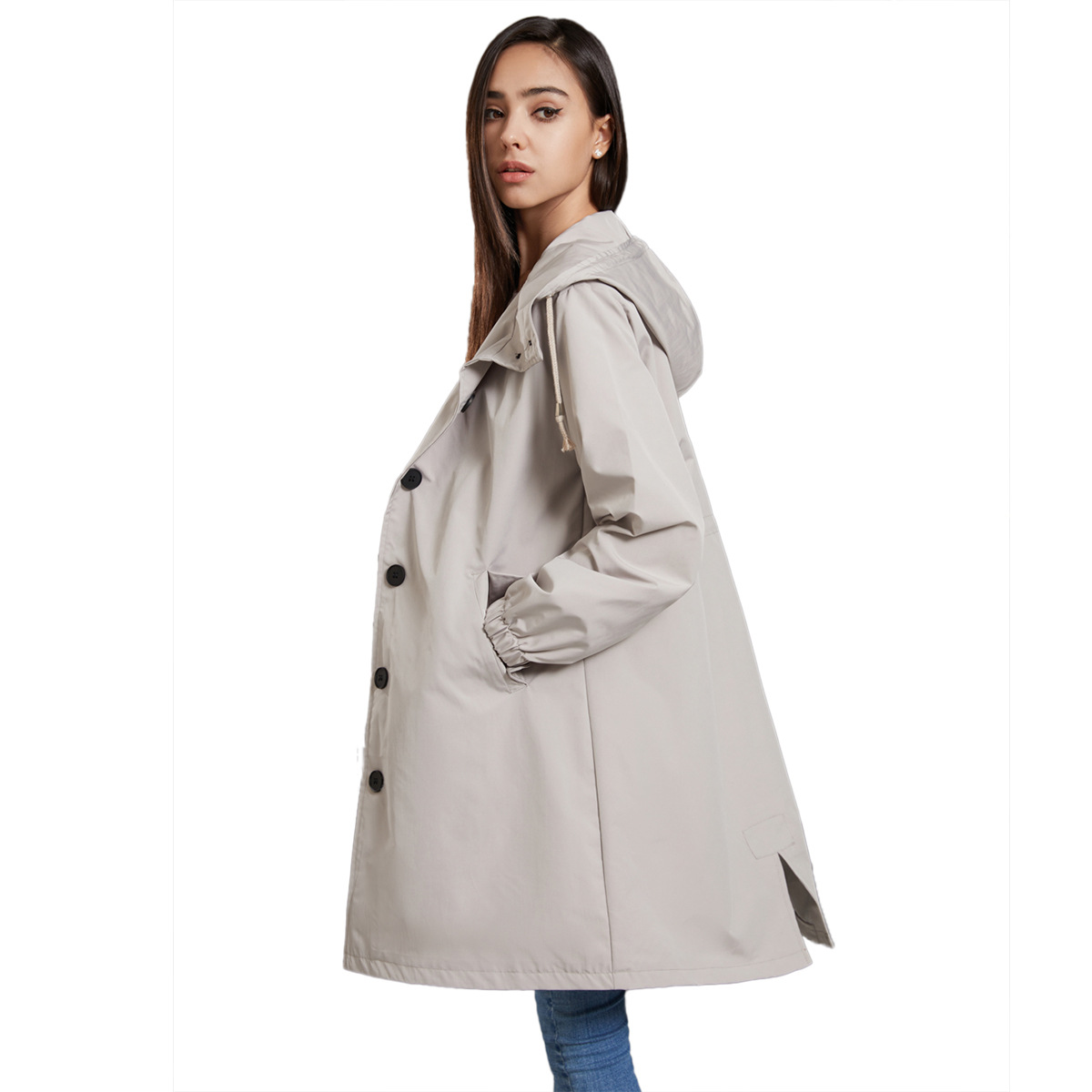 Hooded Women Windbreaker Long  - Trench Coat Formal incelemesi ve fiyatı