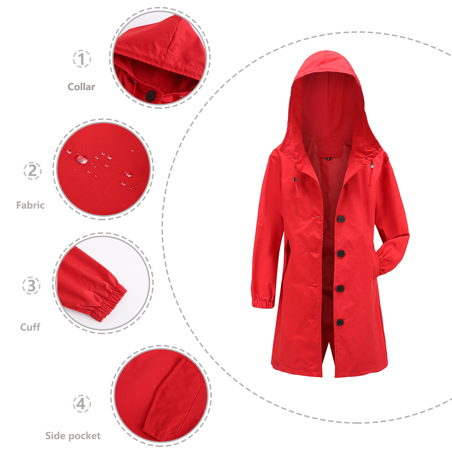 Hooded Women Windbreaker Long  - Trench Coat Formal incelemesi ve fiyatı