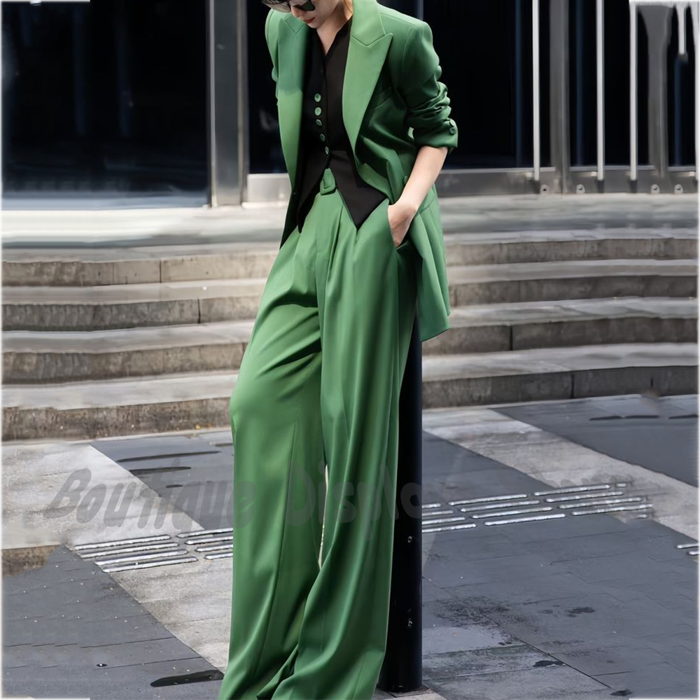 Green 3 Piece Women's Suit Pea - Tailored Trouser Wide incelemesi ve fiyatı