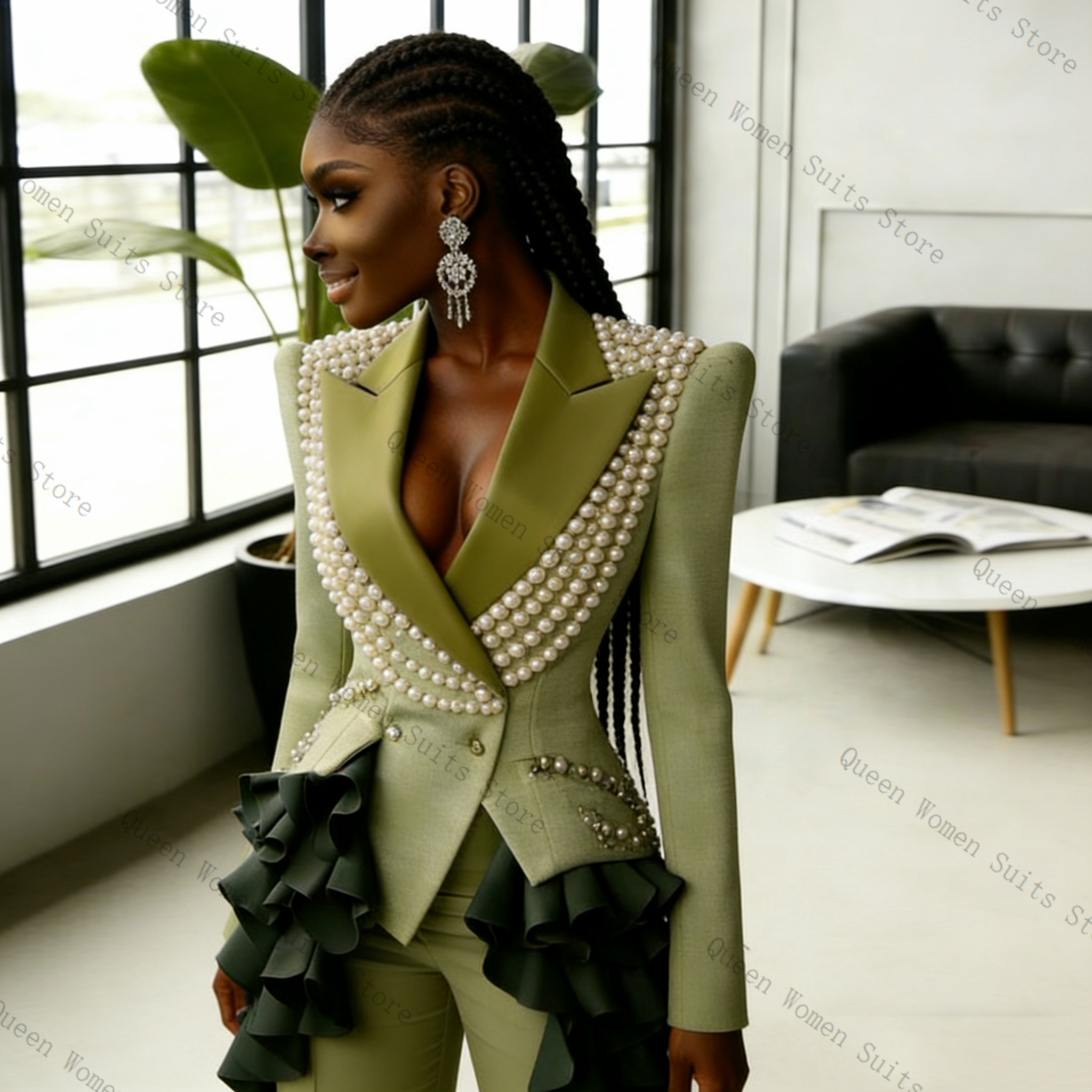 Luxury Pearls Women Suit Pants - Women'S Green Formal Wear incelemesi ve fiyatı