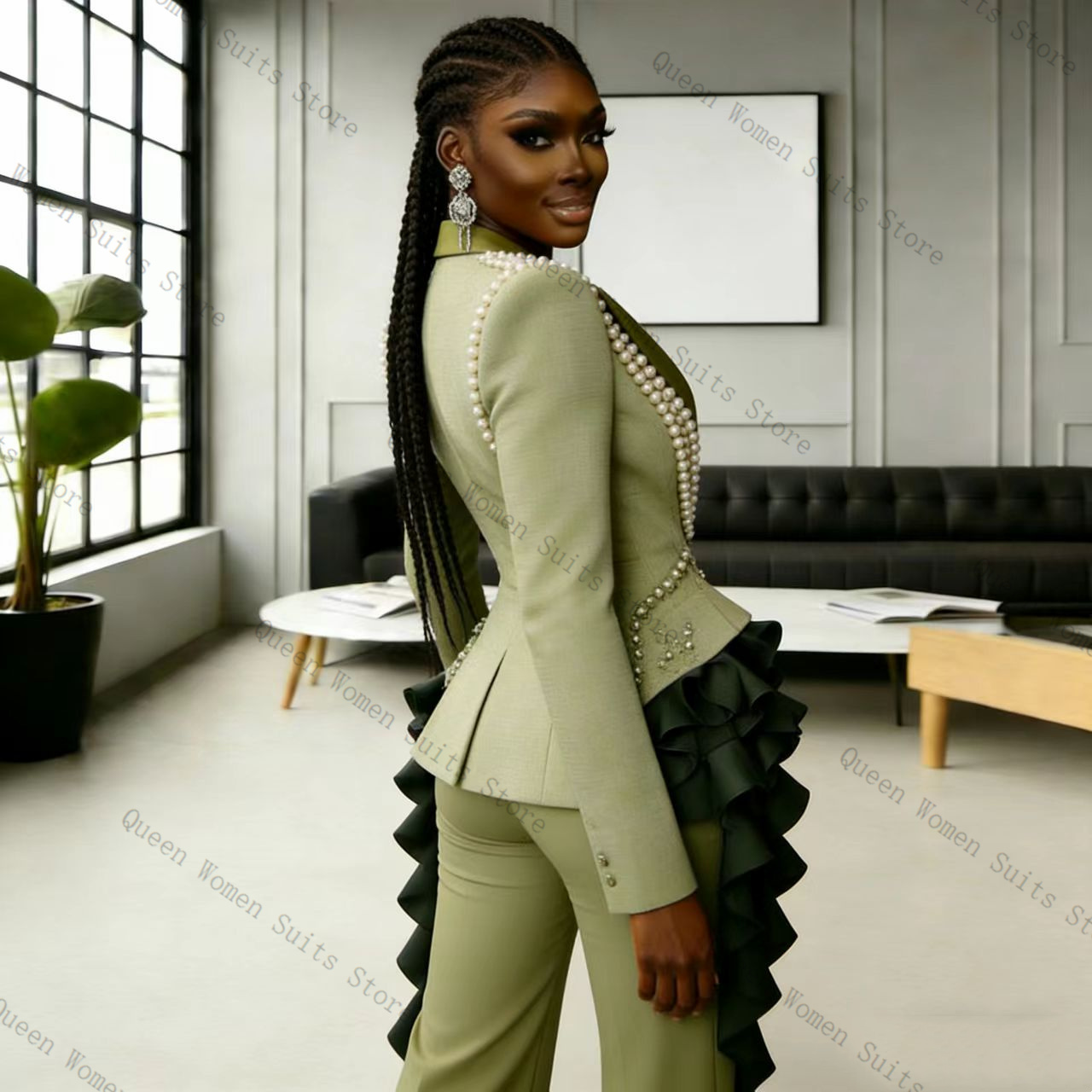 Luxury Pearls Women Suit Pants - Women'S Green Formal Wear incelemesi ve fiyatı