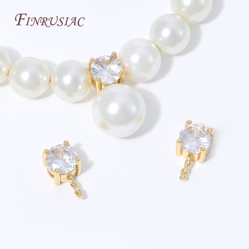 18K Gold Plated CZ Prong Set P - Pearl Necklace Set incelemesi ve fiyatı